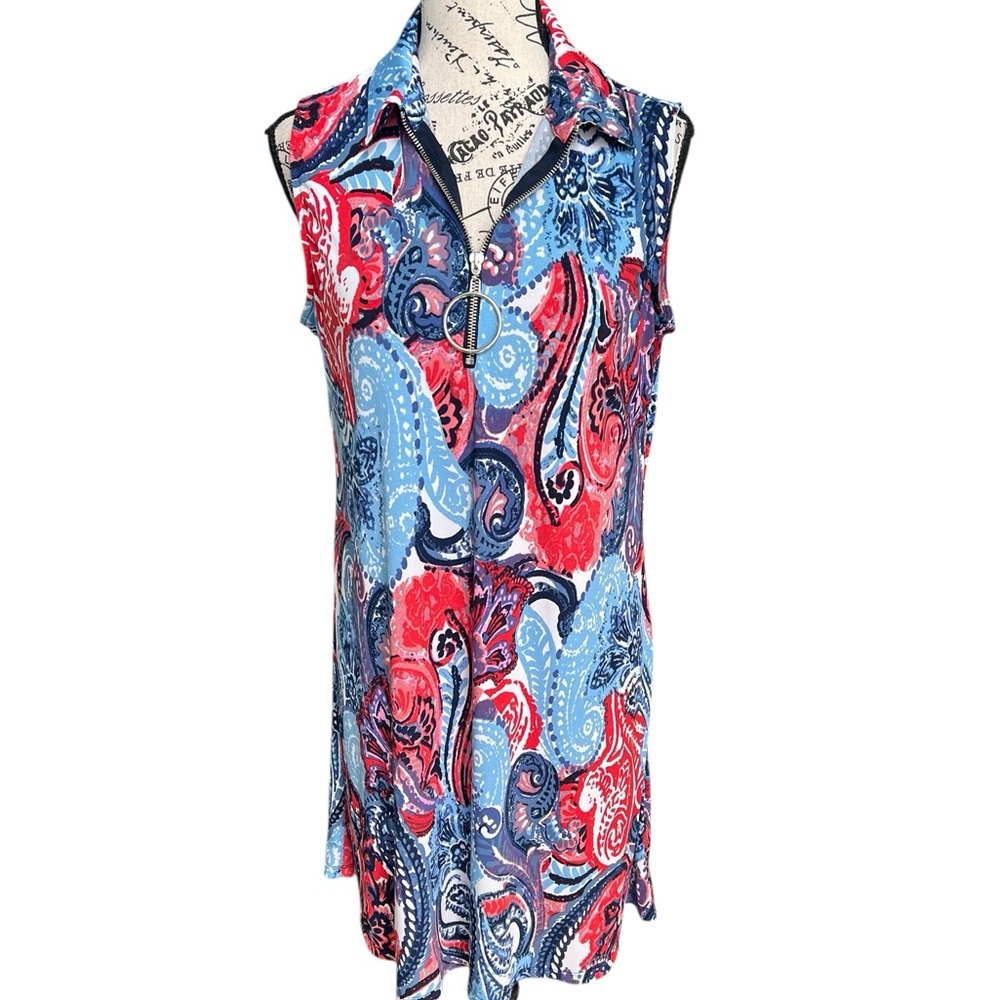 MSK Red and Blue Paisley Dress
